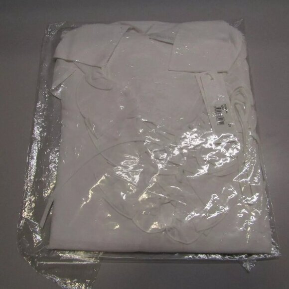 NEW ANNE FONTAINE Blouse White Size 4-6 Euskal Long Sleeve Ruffled Neck Tie - Picture 2 of 8